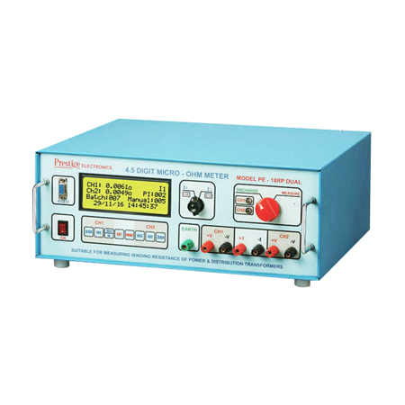Winding Resistance Meter Model No - PE - 18RP - DUAL - 4 Line LCD Display, Accuracy +/- 0.05%, Dual Channel, Serial RS232 Interface, Heatrun Testing Software, 11 kg
