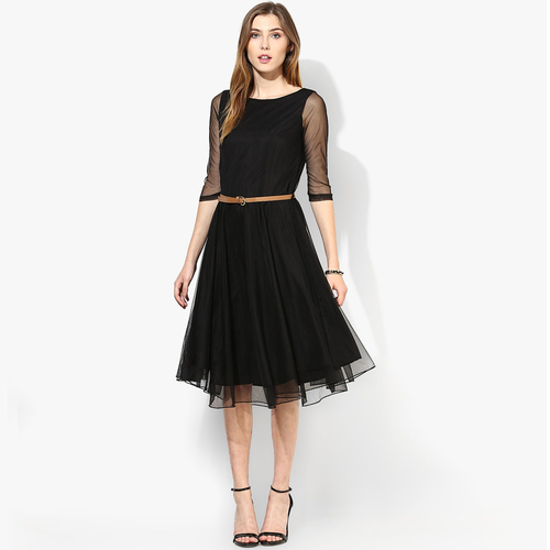 Western Wear Dresses - Other Material, 38-39 Inch Length, Full Sleeves, Black Color | No Fade, Washable, All Season, Plain Pattern