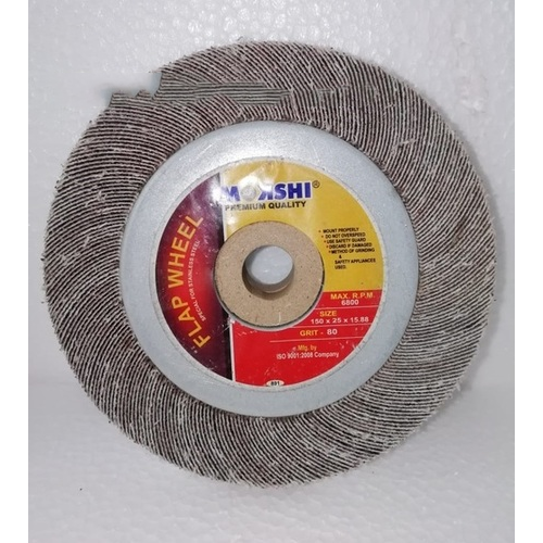 Flap Wheel - Brown, 150x25x15.88 mm, Grits #60-400 | Flexible Design for Smooth Finishing on Curved Surfaces, Ideal for Metal Finishing