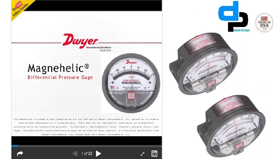 Dwyer USA Model 2250 Magnehelic Gage Range 0-250 Inch WC