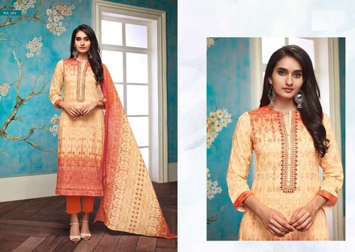 As Shown In The Image Cotton Slub Digital Print With Embroidery Plazzo Suit