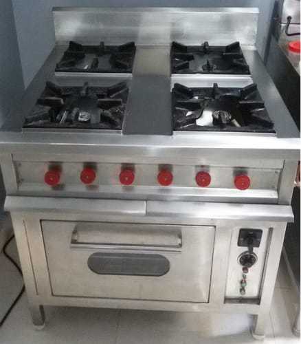 Stainless Steel Four Burner Range With Oven