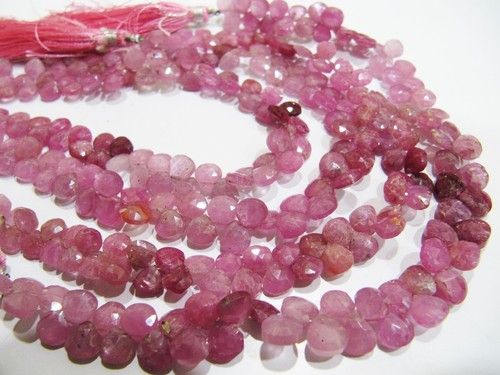 Very Good Quality Natural Pink Ruby Heart Shape Faceted Beads .