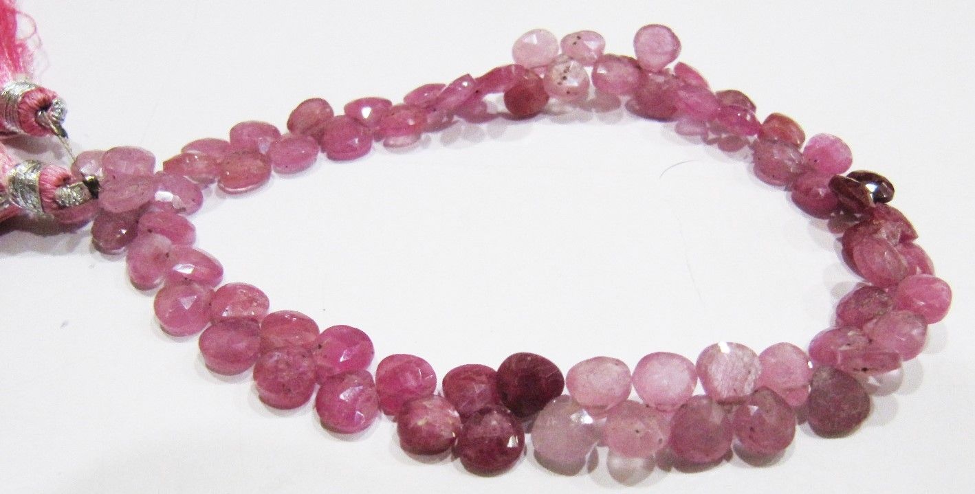 Very Good Quality Natural Pink Ruby Heart Shape Faceted Beads .