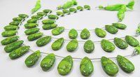 AAA Quality Green Turquoise Smooth Plain Magnesite Pear Shape Beads .