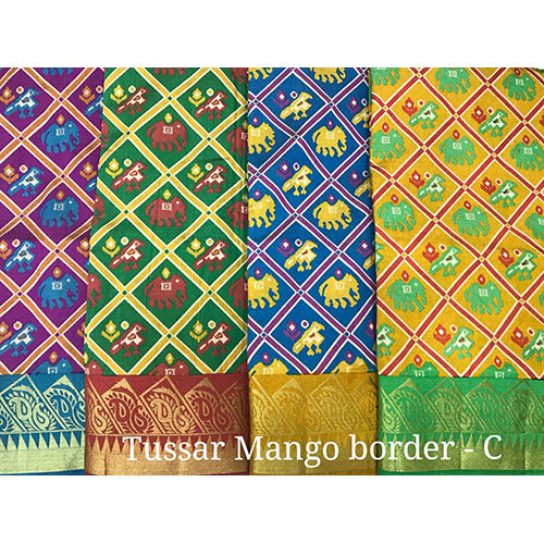 Multi Tussar Mango Border Sarees