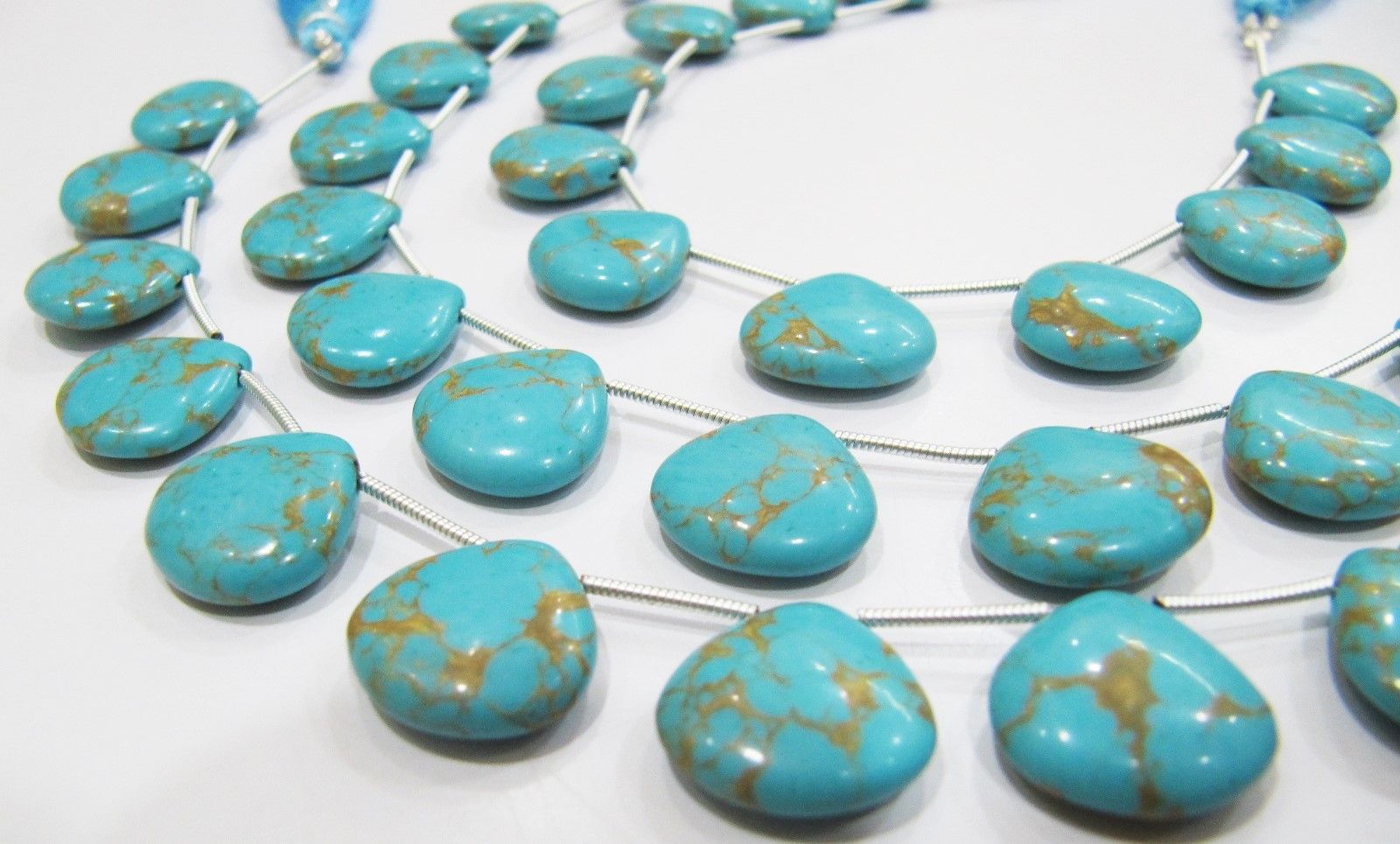 AAA Quality Blue Copar Turquoise Smooth Plain Beads .