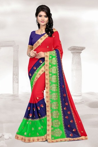 As Shown In The Image Border Designer Wedding Wear Saree