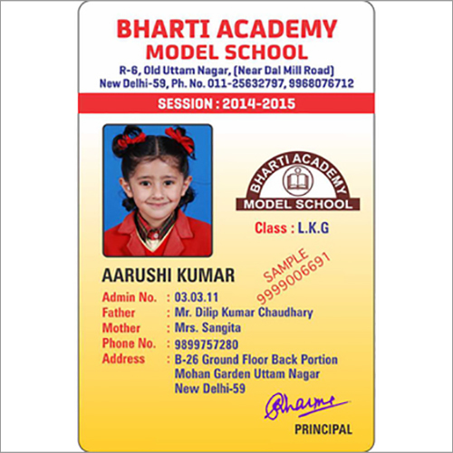 Bharti Academy Identity Card - PVC Material, 2-3 mm Thickness, Glossy Finish | UV Printed ID Card with Durable Construction
