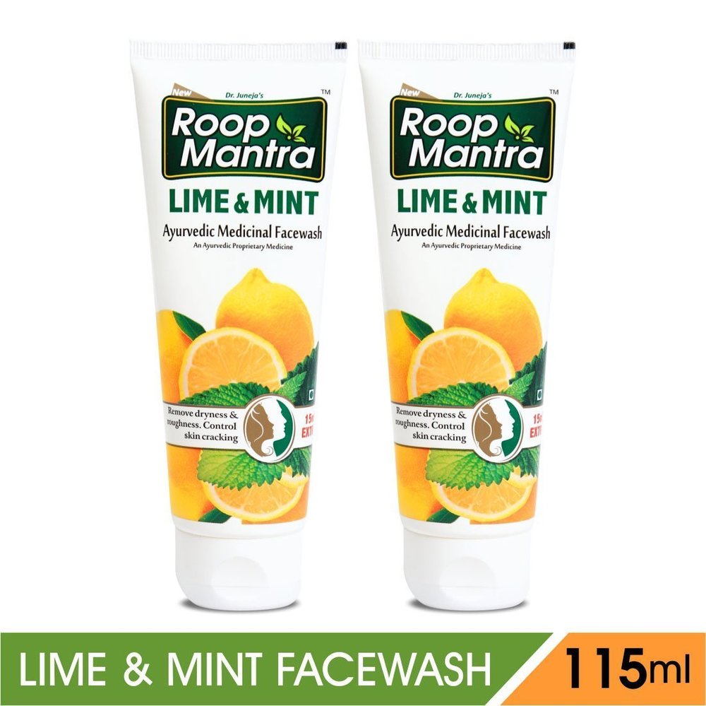Roop Mantra Herbal Lime and Mint Face Wash for Men and Women, 115ml (Pack of 2
