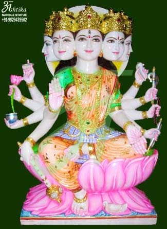 Marble Panchmukhi Gayatri Mata Statue