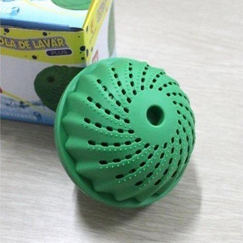 Washing Ball - Plastic, 10 cm Diameter , Green Sphere with Multiple Holes for Washing Machines