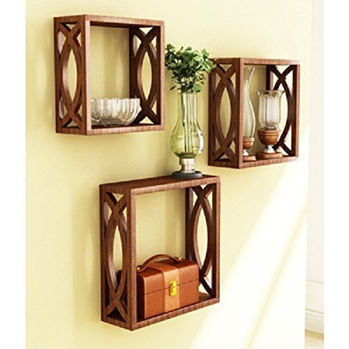 Wooden Wall Shelf (Number of Shelves - 3 (walnut brown)