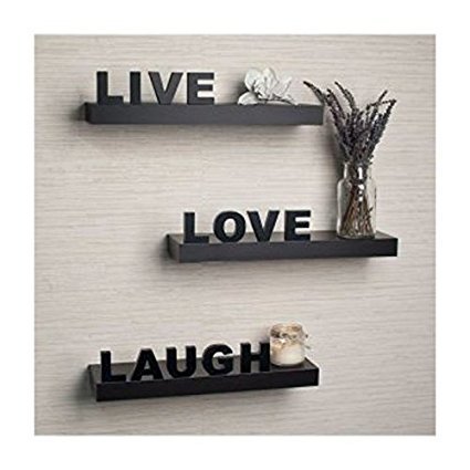 Wooden Wall Shelf (Number of Shelves - 3, Black)