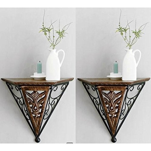 Wood & Wrought Iron New Fancy Wall Bracket Pack Of 2