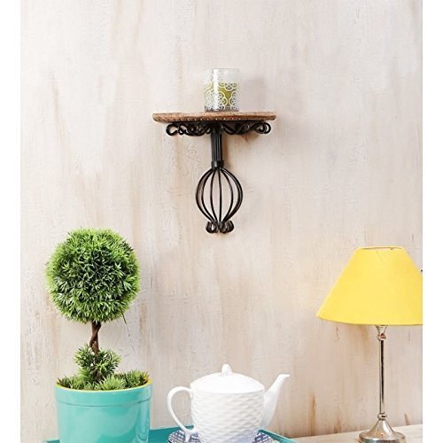 Wooden & Wrought Iron Wall Bracket Size (Lxbxh-10X5X9) Inch