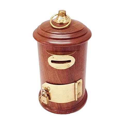 Handcrafted Antique Post Box Wooden Money Bank - Coin Saving Box - Piggy Bank - Gifts for Kids, Girls, Boys & Adults, 5 Inches Handcrafted Antique Post Box Wooden Money Bank - Coin Saving Box - Piggy Bank - Gifts for Kids, Girls, Boys & Adults, 5 Inches