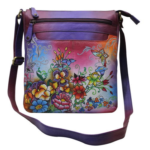 Women Hand Painted Leather Cross Bag