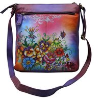 Women Hand Painted Leather Cross Bag