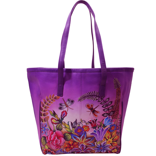 Women Hand Painted Leather Tote Shoulder Bag