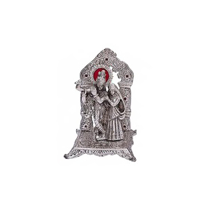 Silver Finish Radha Krishna God Idol With Beautiful Red Velvet Box