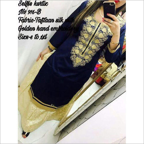 Ladies Silk Embroidered Kurti