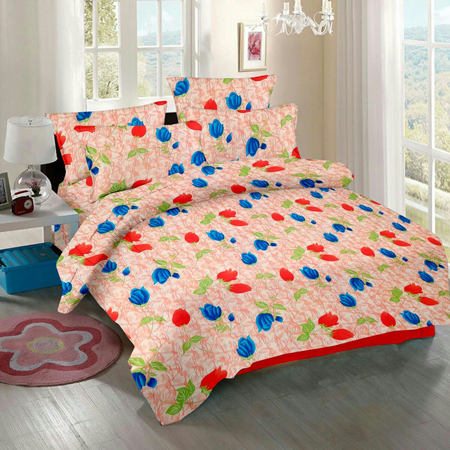 Orange Flora Print Bedsheet