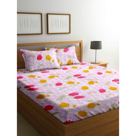 Pink Flower Print Bedsheet