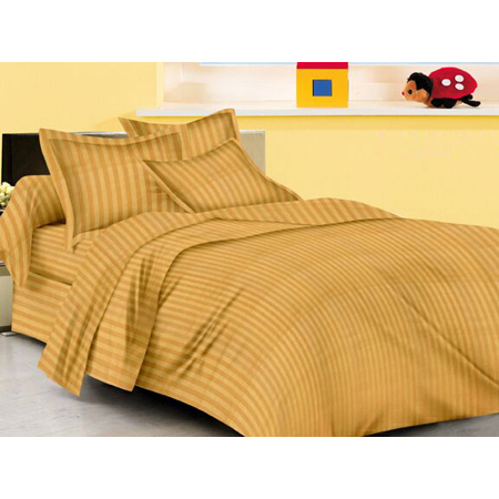 Brown Linen Bedsheets - 100% Cotton, Full Size , Shrink Resistant, Plain Stripe Design, Ultimate Softness for Home Use