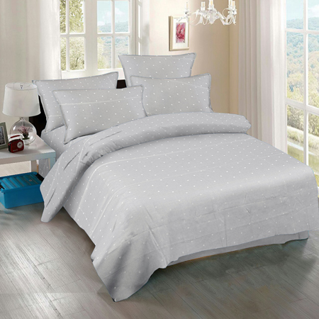 Gray Bed Sheets - 100% Cotton, Full Size, Gray with Polka Dot Pattern | Washable, Durable, Sophisticated Design