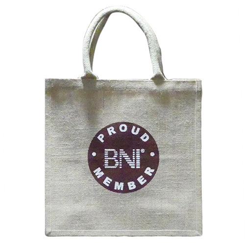 Jute Tote Bag - Handmade With Printed Pattern, White Color, Non Waterproof, Custom Logo for Gifts and Promotions