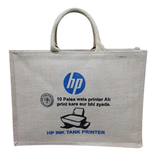 Light Grey Designer Print Jute Bag