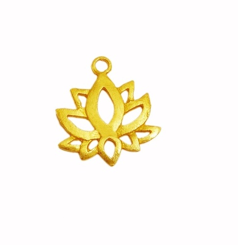 Beautiful Gold Plated Lotus Flower Metal Charm Pendant