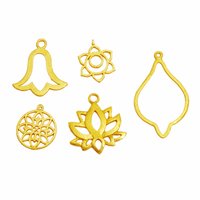 Beautiful Gold Plated Lotus Flower Metal Charm Pendant