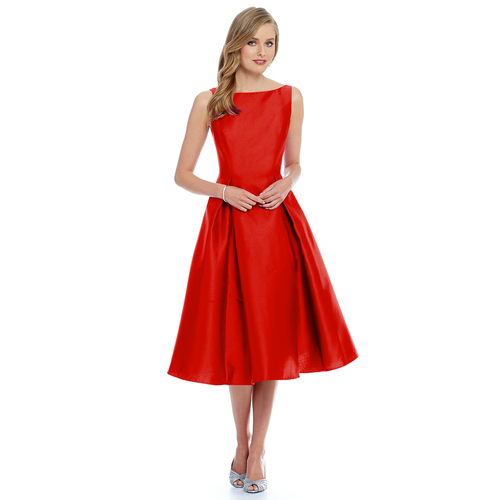 Summer Dresses for Ladies - Taffeta Material, Sizes S-XXL, Red Color, 36-37 Inch Length, Sleeveless Style, All-Season Use, Washable & No Fade