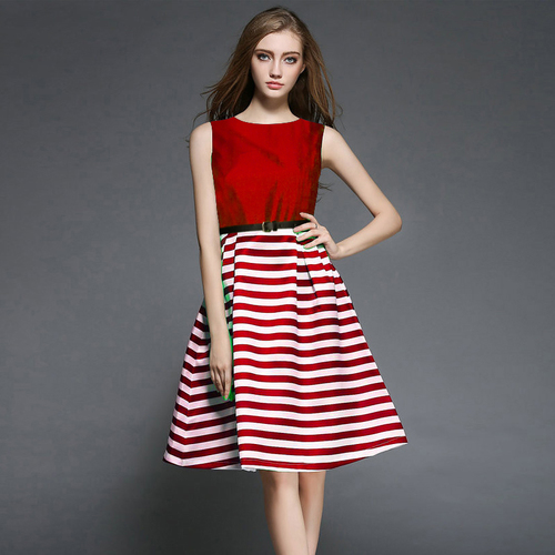 Western Dress - Taffeta, 37-38 Inch Length, Red Color, Sizes S-XXL | Printed Pattern, Sleeveless, No Fade, Washable, All Season