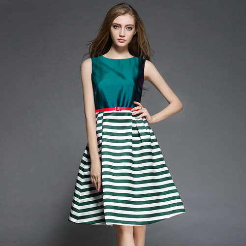 Ladies Western Dresses - Taffeta Material, Available Sizes S-XXL, Green Color, 37-38 Inch Length, Sleeveless Style, Print Pattern, Washable