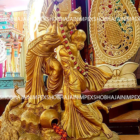 Gold Radha Krishna Statue