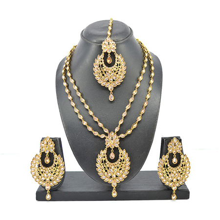 American Diamond Antique Gold Reverse Neclace Set & L.C.T