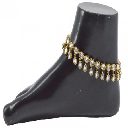 Antique White With Reverse AD Payal - Anklets