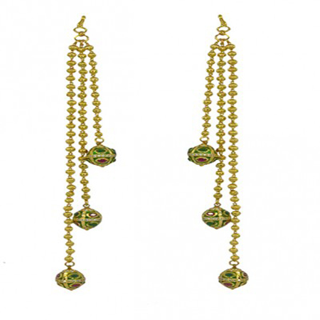 Hi Gold White Ruby Onyx American Diamond Enamel (Meena) With Reverse AD Kalire