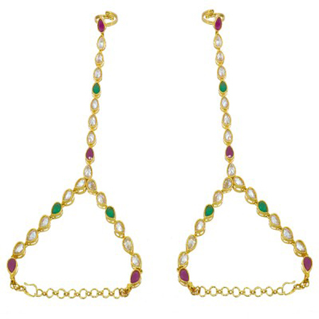 Hi Gold White Ruby onyx With Reverse AD Haath Paan