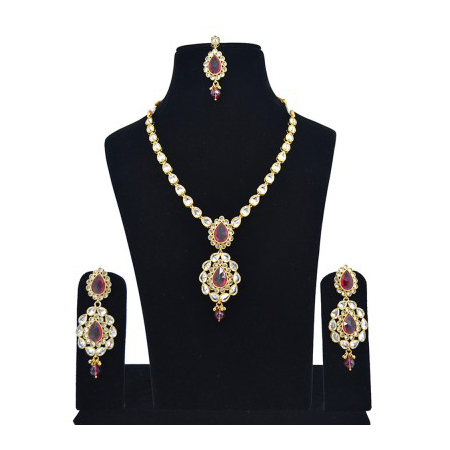 American Diamond Beaded Gold Necklace Set