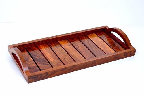 Indian Rosewood Sheesham Wood Handmade & Handcrafted Wooden Serving Tray Indian Rosewood Sheesham Wood Handmade & Handcrafted Wooden Serving Tray