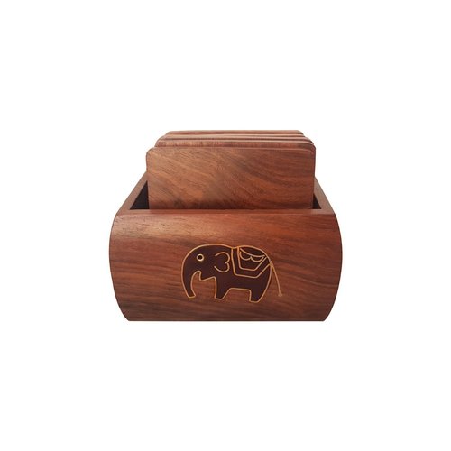 Handmade Black Elephant Wooden Tea Coaster