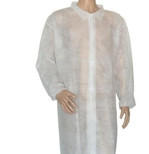 Disposable Lab Coat - Spun Bond PP & Spun Lace Material, White Color | Blood, Chemical & Water Resistant, Allows Freedom of Movement