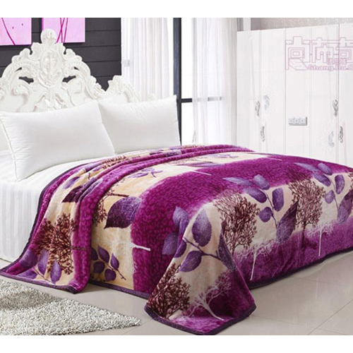 Flano Blankets - Cotton Blend, King Size | Purple & Cream Printed Style for Adults, Babies, and Children - Ideal for Bedding, Home, and Hotel Use