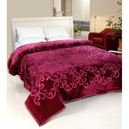 Mink Blanket 1001 - 100% Cotton, Twin to King Size | Dark Pink Embroidered Design for Adults, Babies, and Children Bedding, Home & Hotel Use