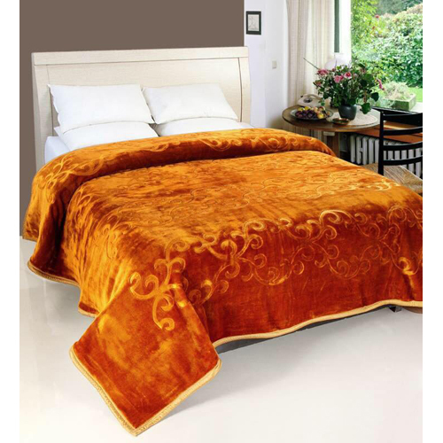 Mink Blanket 1007 - 100% Cotton, King Size | Embroidered Orange Design for Adults, Babies, and Children