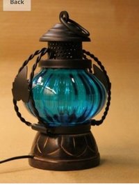 Blue Electric Lamp Holder Decorative Table Lamp Hanging Lantern Stand Tea Light